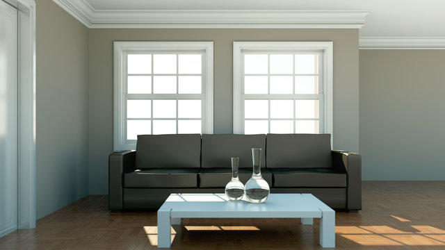 Wohndesign - braunes Sofa im Appartment