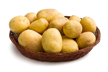 raw potatoes in basket