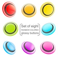 Round copyspace glossy buttons rainbow colored
