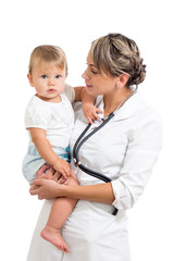 pediatrist doctor holding baby on hands