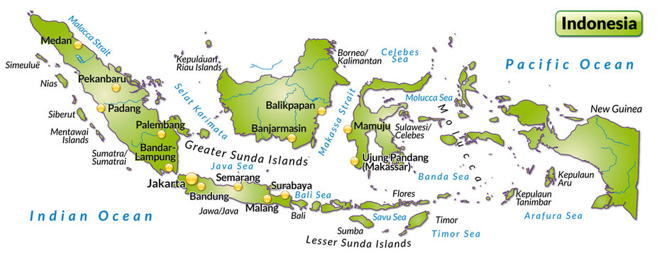 Karte von Indonesien mit Orten