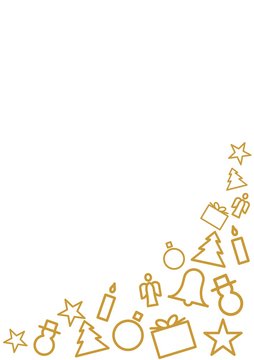 Goldene weihnachtliche Symbole vor wei&szlig;em Hintergrund