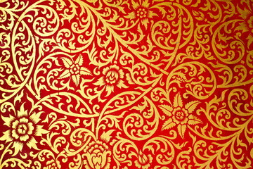 Thai art pattern old style the wall in the temple