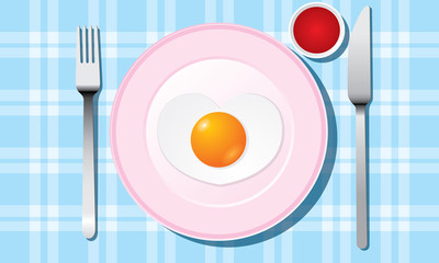 Fried egg heart shape