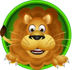 Photo sur Plexiglas Zoo dessin animé mignon tête de lion