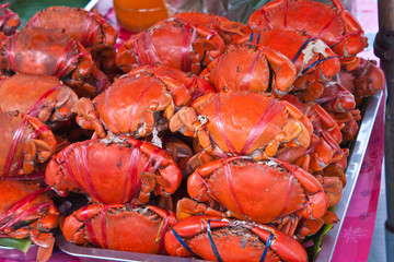 Stack of crabs, packed for sale