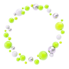 Round circle copyspace frame made of glossy spheres