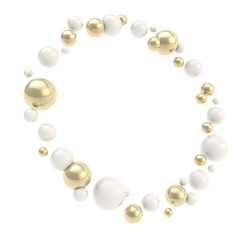 Round circle copyspace frame made of glossy spheres