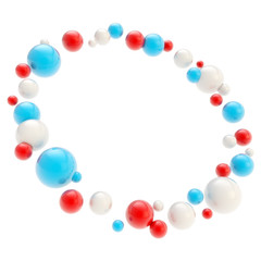 Round circle copyspace frame made of glossy spheres