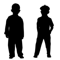 Silhouettes of two small boys