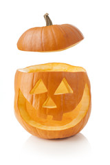 Halloween pumpkin with lid off - 44678278