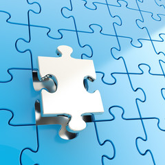 Puzzle jigsaw background with one piece stand out