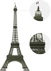 Obraz premium Vector Detailled Eiffel Tower (1889)
