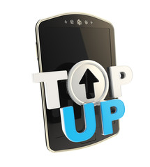 Top-up emblem icon over smart mobile phone concept