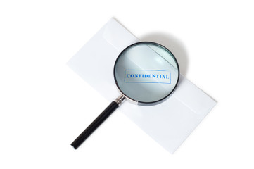 confidential stamp on envelope isolated on white