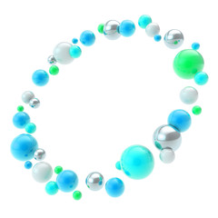 Round circle copyspace frame made of glossy spheres