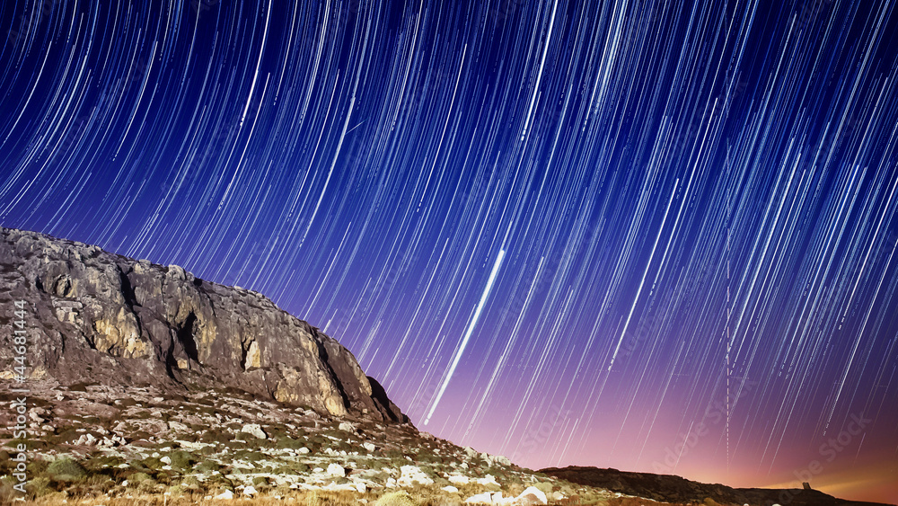 Canvas Prints star trails over lapsi cliffs