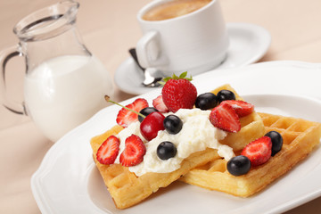 Waffles with fruits