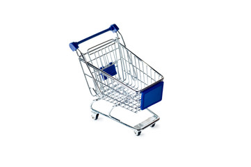 blue shopping cart isolated on white