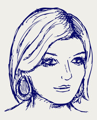 Woman portrait. Doodle style