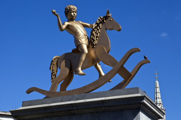 Boy on Rocking Horse Statue in Trafalgar Square