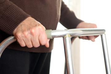 Patient using a walker