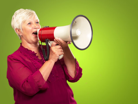 Portrait Of A Senior Woman With Megaphone