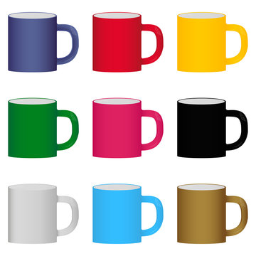 set of colorful cups