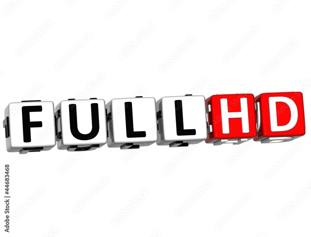 Poster 3d full hd button click here block text