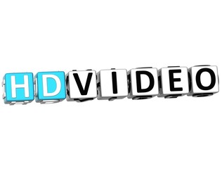 3D HD Video Button Click Here Block Text