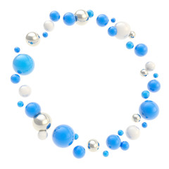 Round circle copyspace frame made of glossy spheres