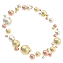 Round circle copyspace frame made of glossy spheres