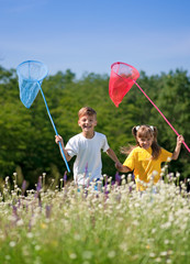 Happy children on meadow