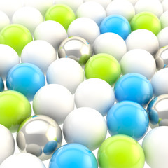 Abstract background made of glossy colorful spheres