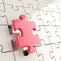 Puzzle jigsaw background with one piece stand out