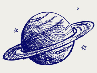 Naklejka premium Planet Saturn. Doodle style