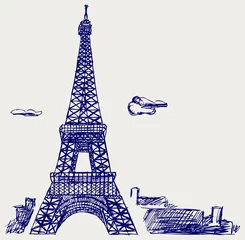 Fotobehang Eiffeltoren in Parijs. Doodle stijl © Kreatiw
