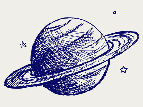 Fototapeta Planet Saturn. Doodle style