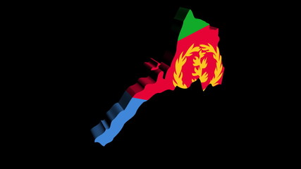 Eritrea map flag rotating on black animation