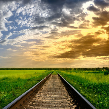Railway into the sunset