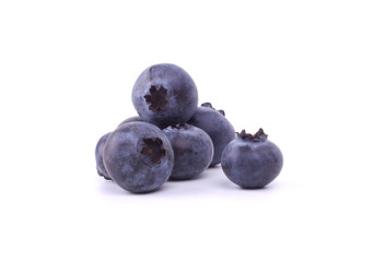 Blueberries closeup on white background