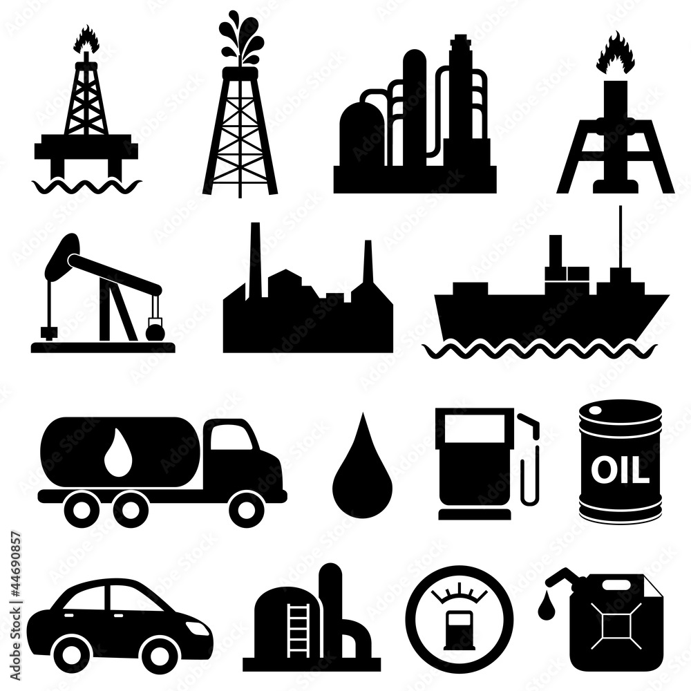 Poster oil industry icon set