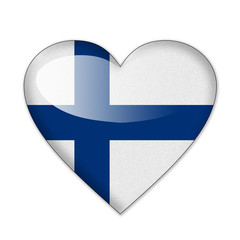 Finland flag in heart shape isolated on white background
