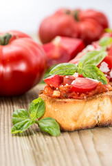 Bruschetta on wooden background