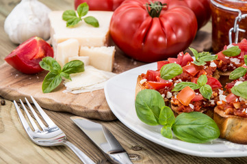 Bruschetta with ingredients