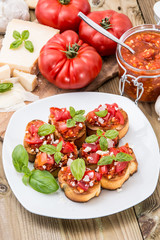 Fresh made Bruschetta on a plate
