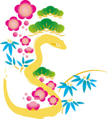 正月素材　へび