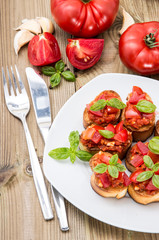 Fresh made Bruschetta on a plate