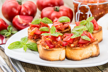 Bruschetta with ingredients
