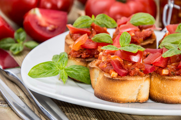Fresh made Bruschetta on a plate
